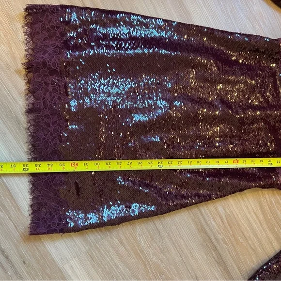 Simkhai Mako Sequin Long Sleeve Mini Dress Mangosteen Size 8 burgundy medium - Picture 8 of 9